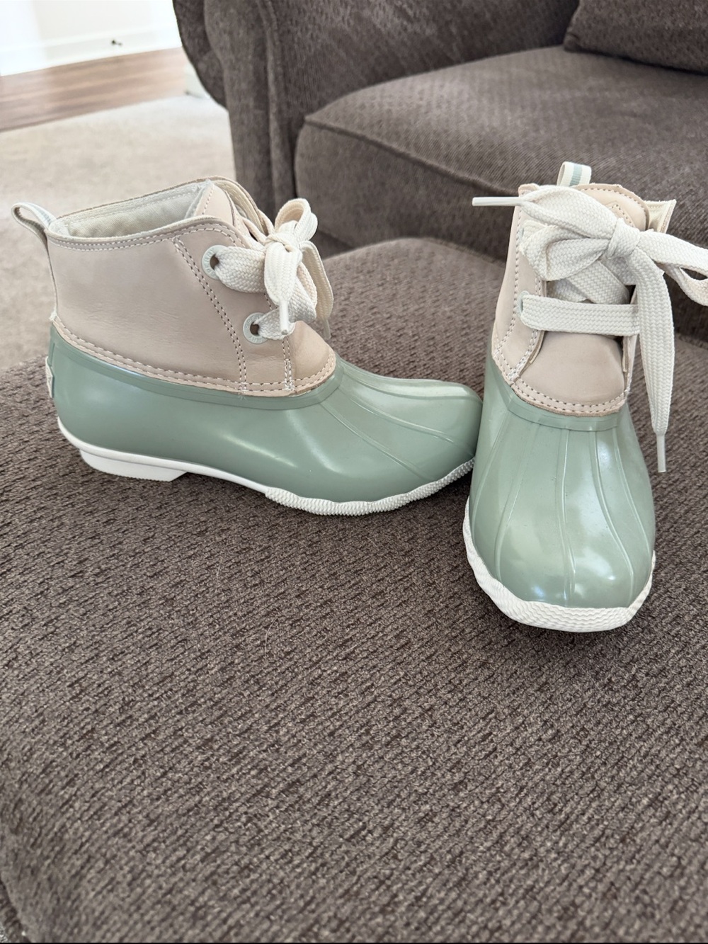 Sperry Women’s Mint Green and Cream Duck Boots